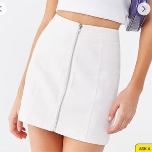 white zip up skirt
